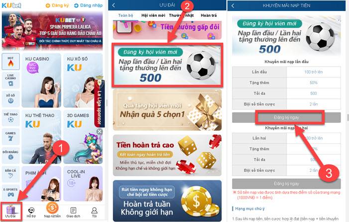 Hướng dẫn cách nhận khuyến mãi lần 1 của Kubet